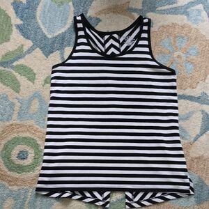 Time and Tru Black and White Striped Tank Top